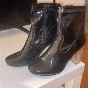 faux patent leather boots
